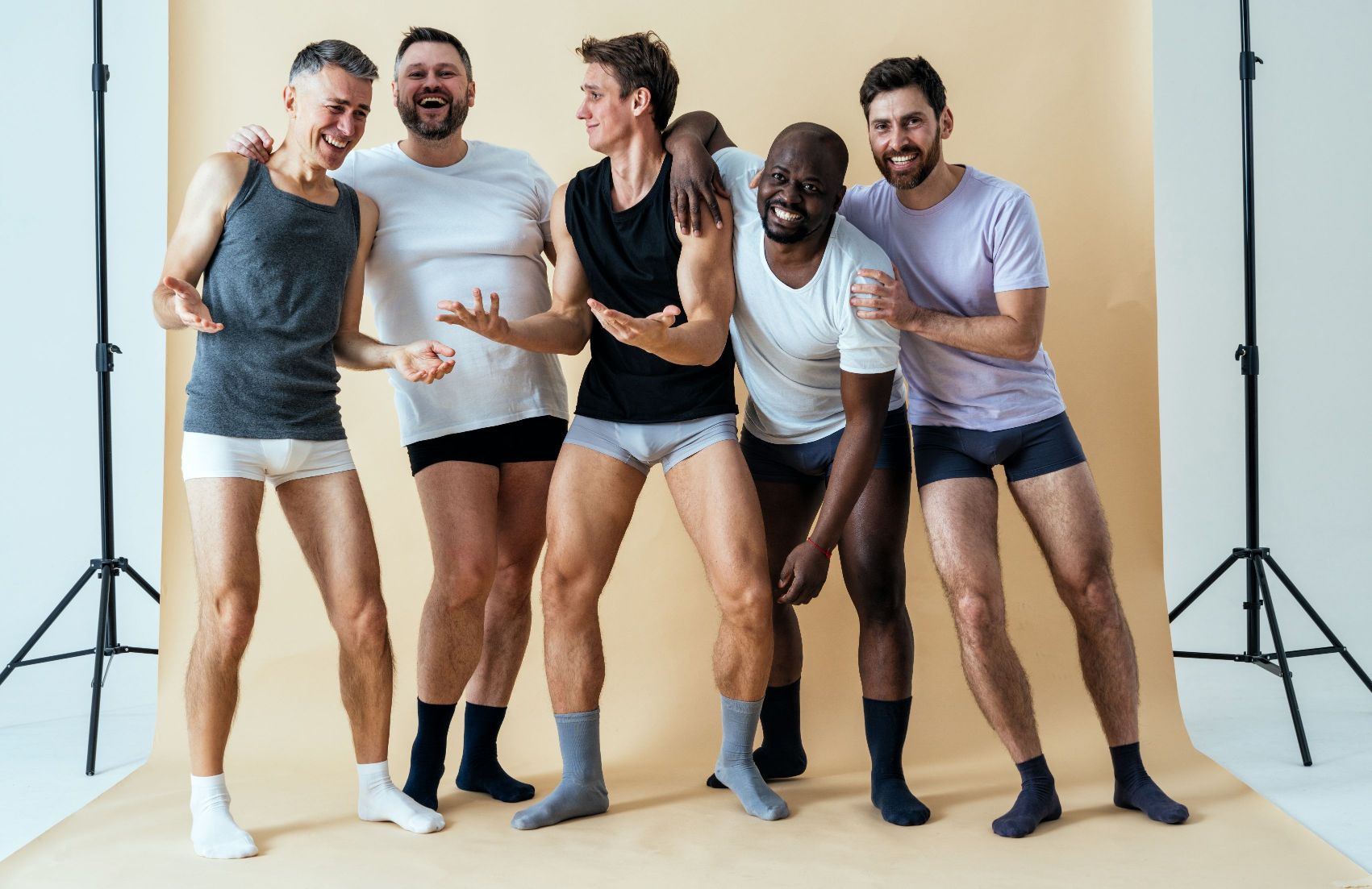 Bunch of men posing in underwear